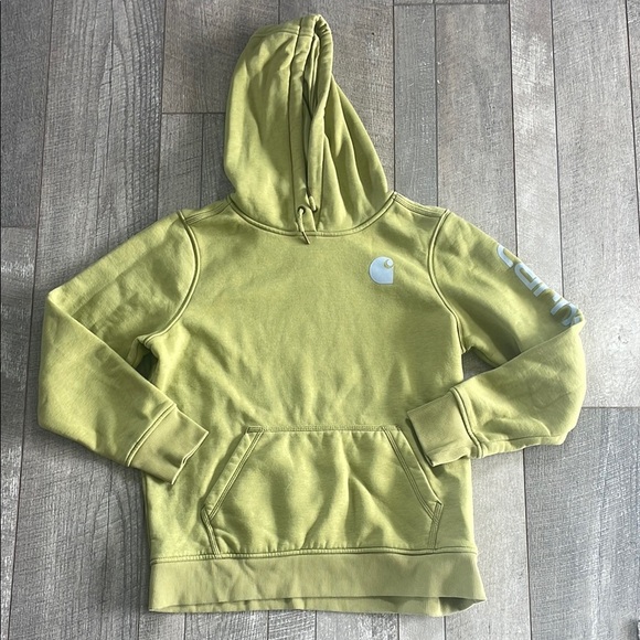 Carhartt Relaxed Fit Size Large Green Hooded Sweatshirt - Picture 2 of 5